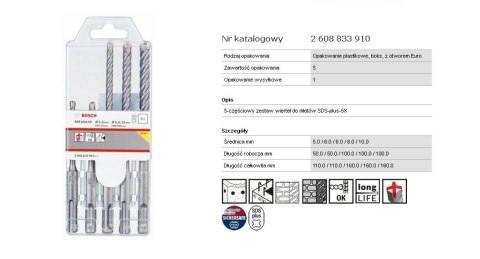 BOSCH Wiertło SDS PLUS-5X KPL. 5szt. 5/6/6/8/10x110/160mm