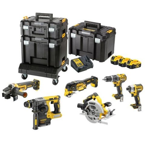 DEWALT Zestaw COMBO 18V DCK685P3T (DCD796, DCF887, DCH273, DCG405, DCS570, DCS355) 3x5,0Ah 3xTSTAK WÓZEK