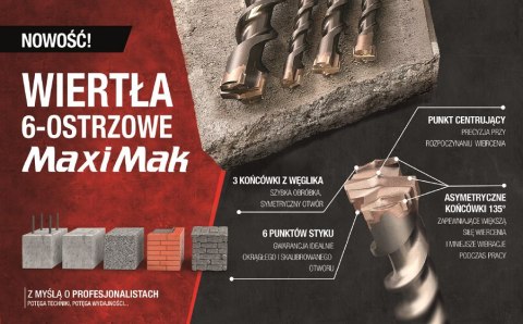 MAKITA Wiertło SDS MAX 25x 200x 340mm MAXI MAK 6-OSTRZOWE