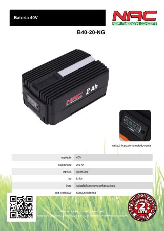 NAC Akumulator 40 V 2Ah, OGNIWA SAMSUNG