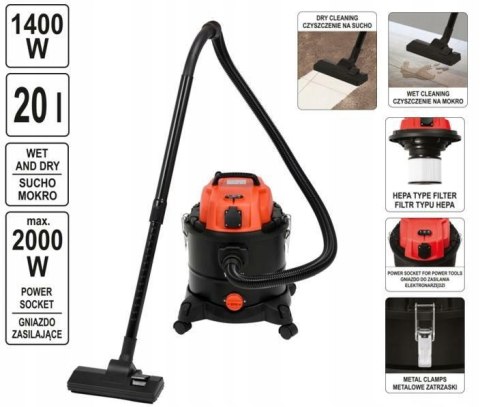 YATO Odkurzacz warsztatowy 1400W / 20L
