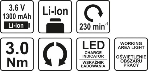 YATO Wkrętak Akumulatorowy 3.6V 1.3 AH
